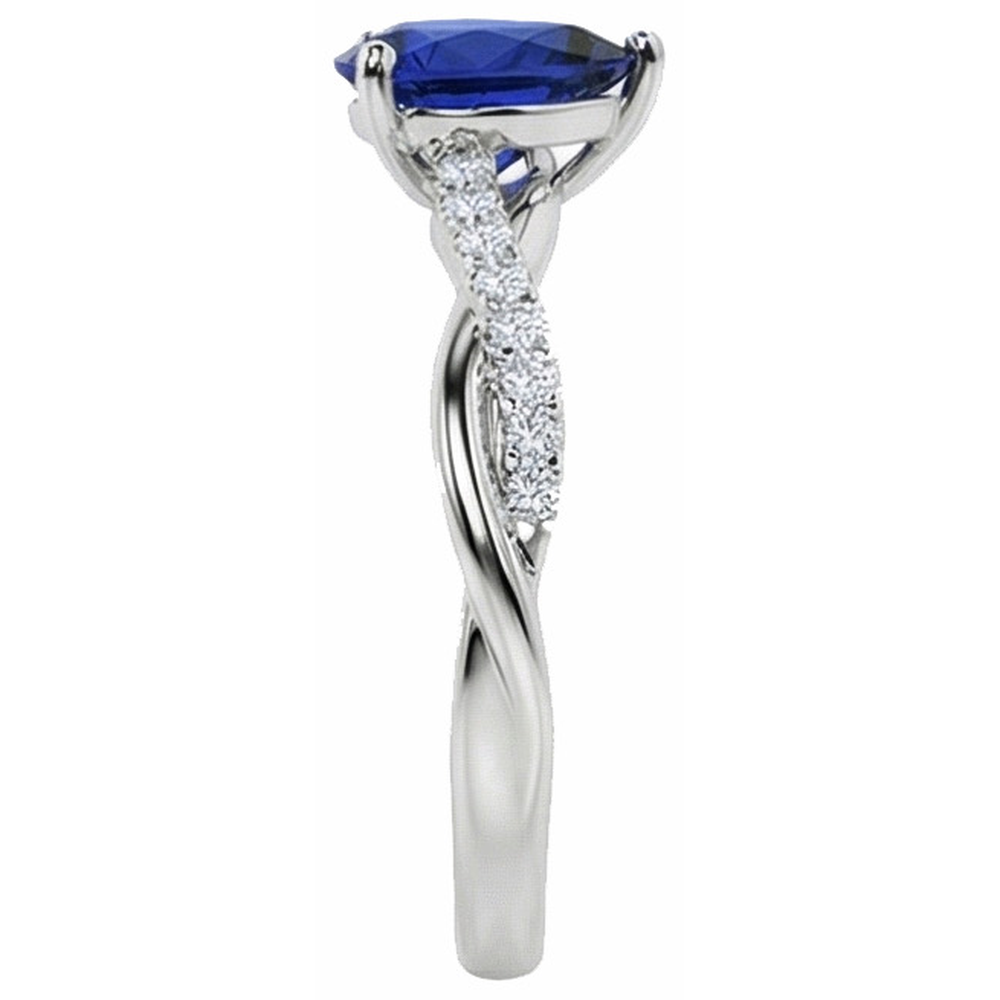 Solitaire With Accents Ring Ceylon Sapphire 2.50 Carats Twist Style