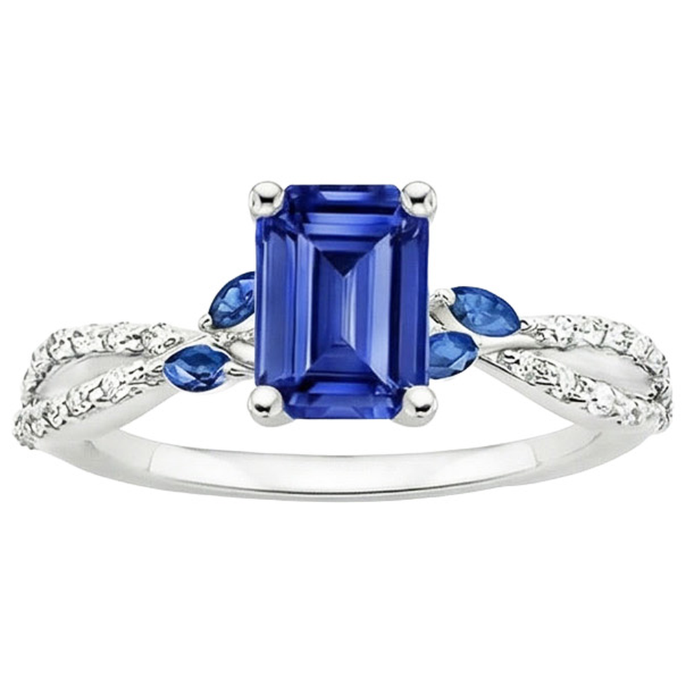 natural emerald sapphire 4ct ring profile view