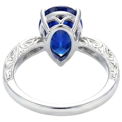 Natural Sapphire Ring 3.50ct - White Gold 14K