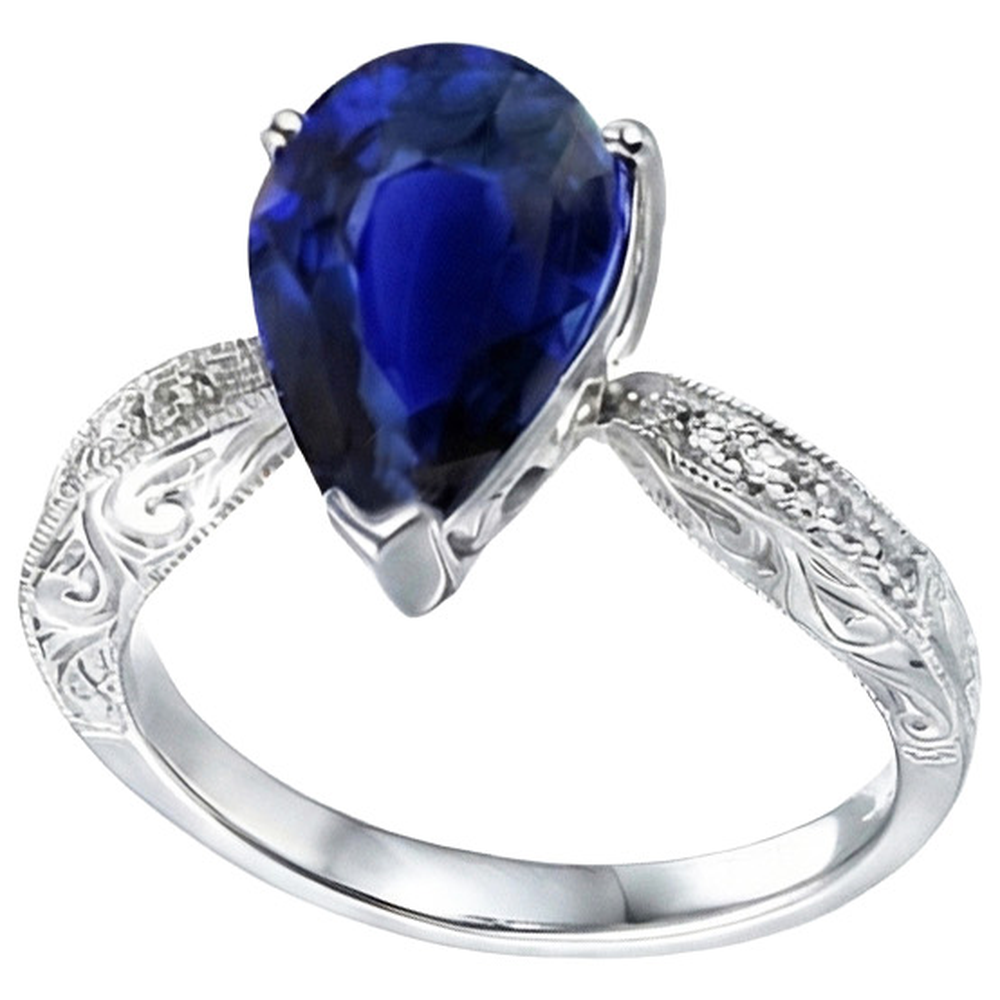 natural round sapphire 3.50ct ring side angle