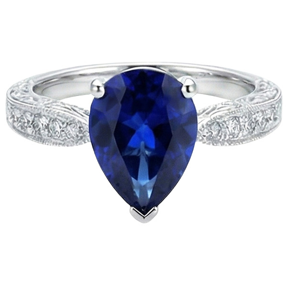 natural round sapphire 3.50ct ring close up detail