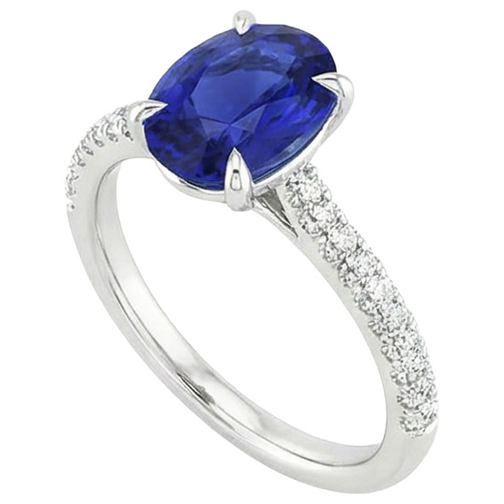 natural round sapphire 5.25ct ring close up detail