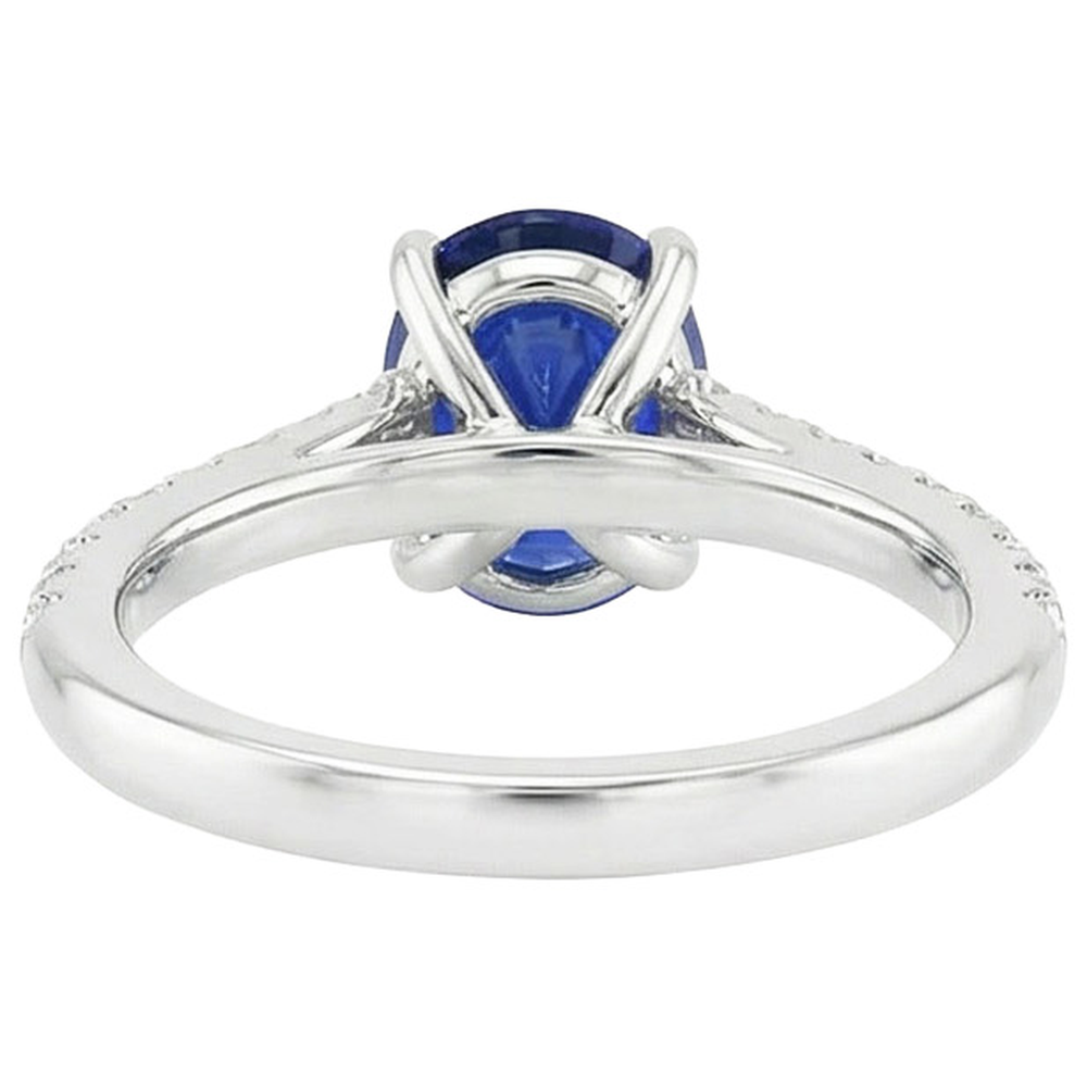 natural round sapphire 5.25ct ring top view