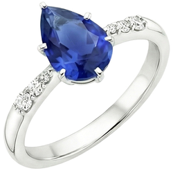 Natural Sapphire Ring 4ct - White Gold 14K