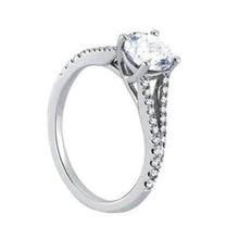 Solitaire With Accents Round Real Diamond 1.50 Carats Ring White Gold 14K