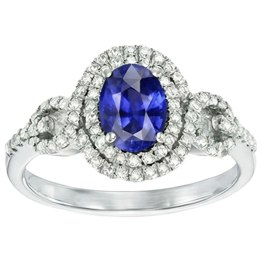 Solitaire With Accents Sapphire Natural Earth Mined DIAMOND ( NOT LAB GROWN ) Ring 3.25 Carats WG 14K