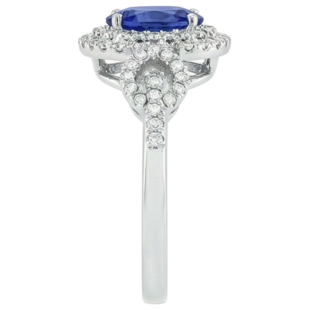 Solitaire With Accents Sapphire Natural Earth Mined DIAMOND ( NOT LAB GROWN ) Ring 3.25 Carats WG 14K