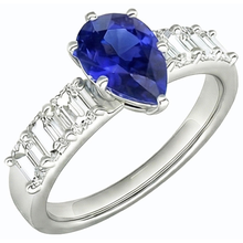 Solitaire With Emerald Natural Earth Mined Diamond Accents Ring Blue Sapphire 2.50 Carats