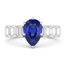 Solitaire With Emerald Natural Earth Mined Diamond Accents Ring Blue Sapphire 2.50 Carats