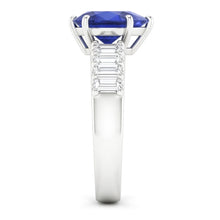 Solitaire With Emerald Natural Earth Mined Diamond Accents Ring Blue Sapphire 2.50 Carats
