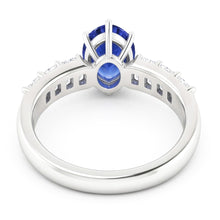 Solitaire With Emerald Natural Earth Mined Diamond Accents Ring Blue Sapphire 2.50 Carats