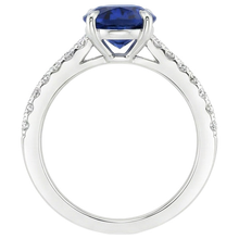 Solitaire With Natural Earth Mined DIAMOND ( NOT LAB GROWN ) Accents Engagement Ring Blue Sapphire 4 Carats