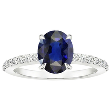 Solitaire With Natural Earth Mined DIAMOND ( NOT LAB GROWN ) Accents Engagement Ring Blue Sapphire 4 Carats