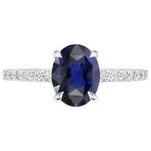 Solitaire With Natural Earth Mined DIAMOND ( NOT LAB GROWN ) Accents Engagement Ring Blue Sapphire 4 Carats