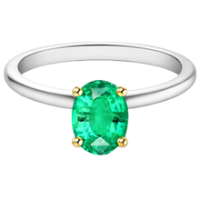 Authentic Emerald Gemstone Ring 3.50 ct 14K Two Tone Gold – angle view
