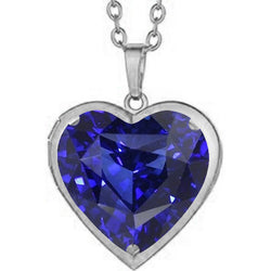 Natural Blue Sapphire Gemstone Pendant – 14K White Gold 6 ct