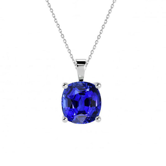 Real Cornflower Blue Sapphire Stone Pendant Necklace – main view