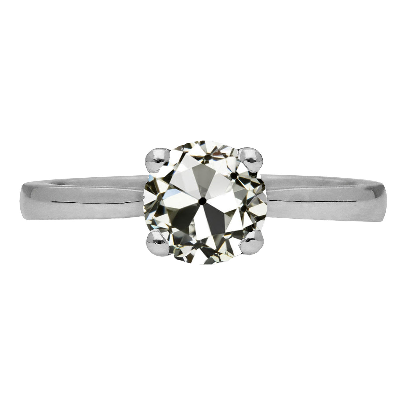 Genuine Brilliant Diamond Solitaire Engagement Ring 2 ct 14K White Gold – main view