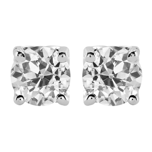 Fine Diamond Antique Cushion Earrings in 14 Karat White Gold – main view