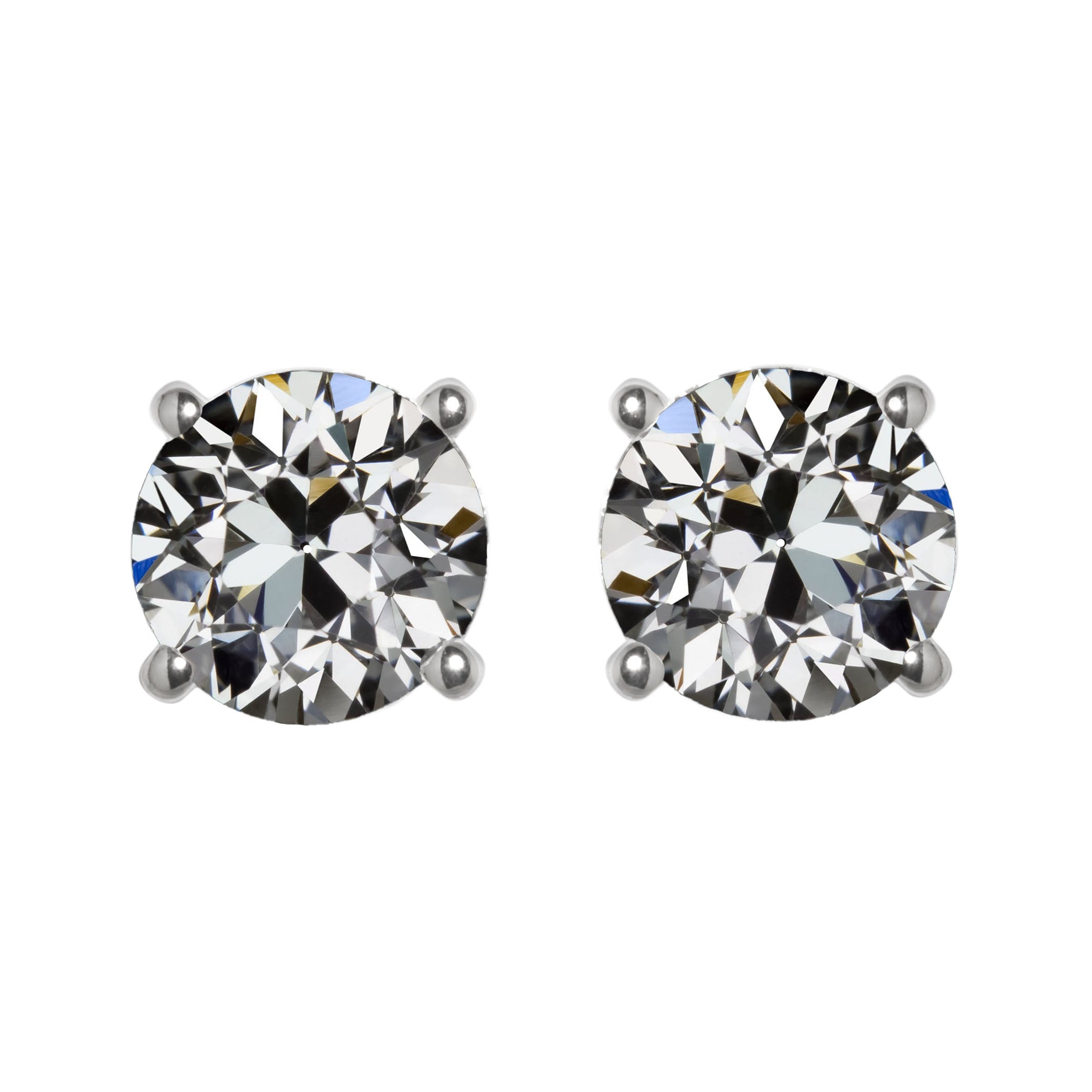Natural Fine Diamond Stud Earrings 2 ct 14K White Gold – main view