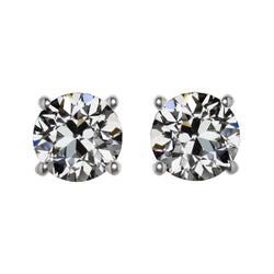 Natural Fine Diamond Stud Earrings 2 ct – 14K White Gold