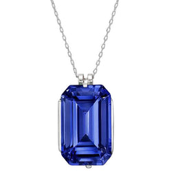 14K White Gold Gemstone Pendant with Cornflower Blue Sapphire