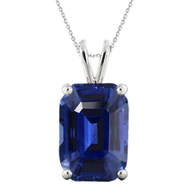 Precious Stone Pendant 14 Karat White Gold with Blue Sapphire – main view