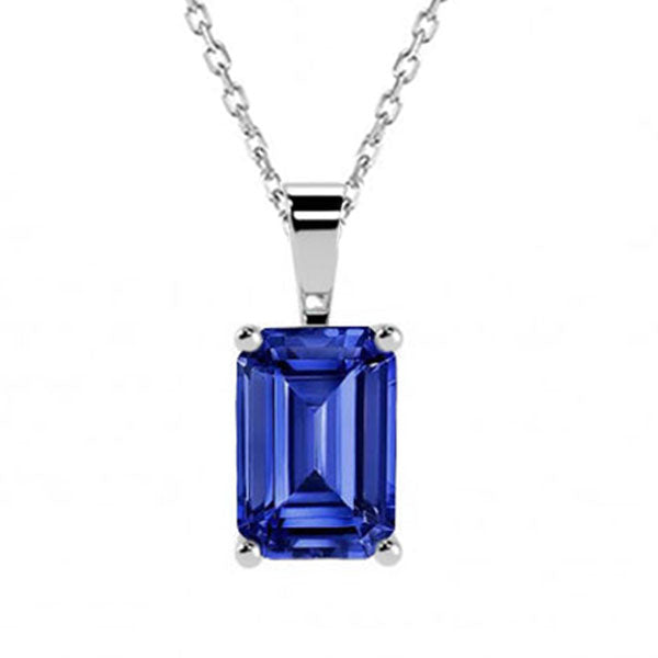 Step Cut Royal Blue Sapphire ring in 14K White Gold – main view