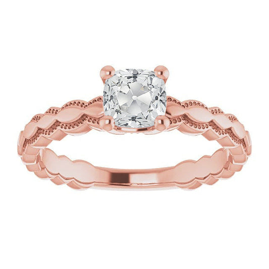Solitaire Engagement Ring Old Cut Cushion Natural Earth Mined Diamond 2.50 Carats