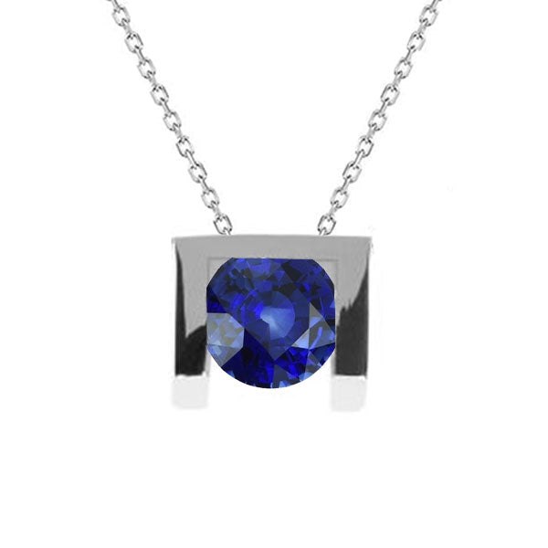 Genuine Cornflower Blue Sapphire Stone Pendant Necklace – main view