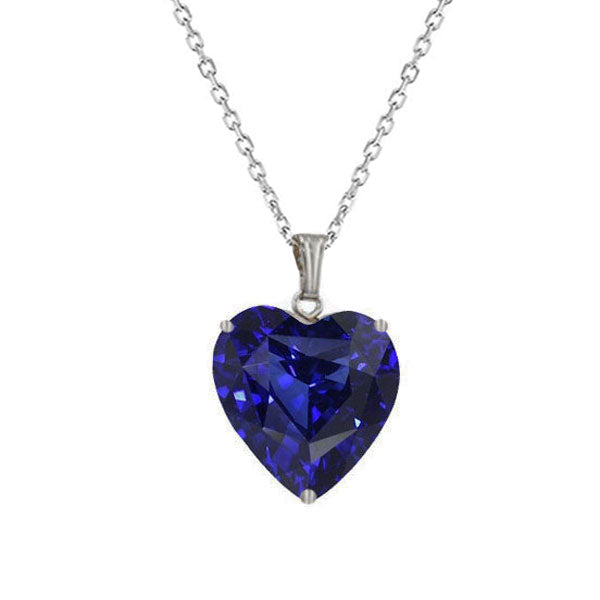 Authentic Blue Sapphire Gemstone Pendant 3 ct 14K White Gold – main view