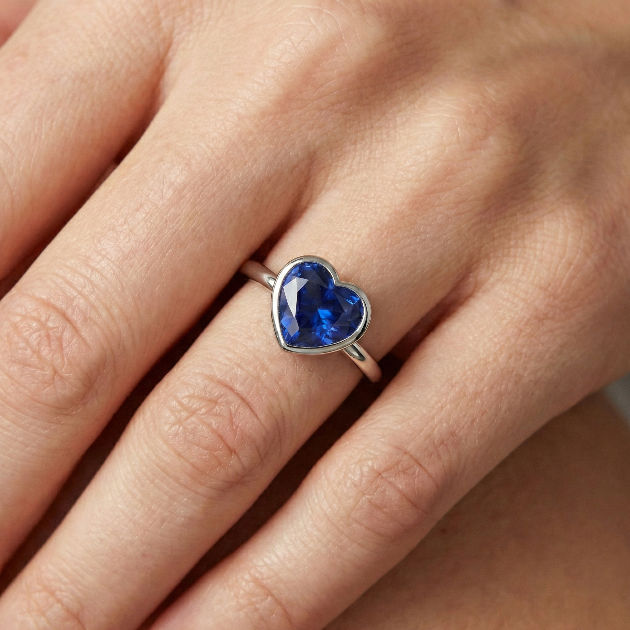 Solitaire Heart Cut Bezel Set Sri Lankan Sapphire Ring 2.50 Carats
