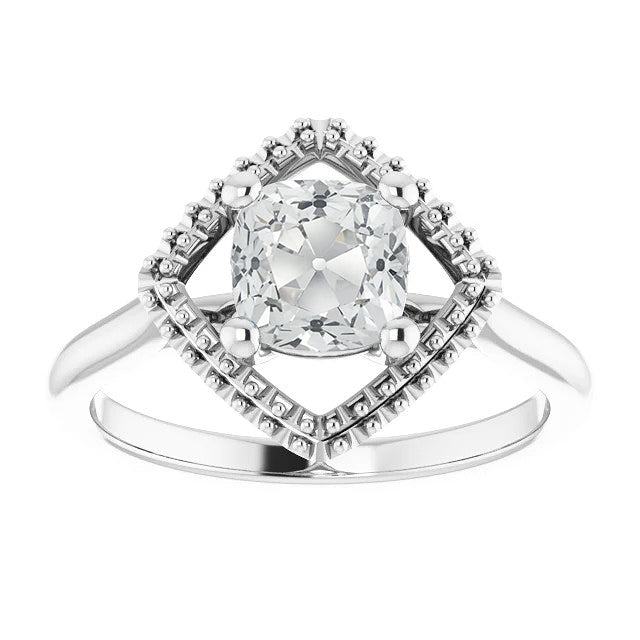 Solitaire Old Cut Cushion Natural Earth Mined Diamond Ring Kite Style Jewelry 5 Carats