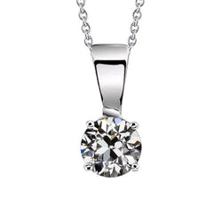 Old Mine Cut Brilliant Diamond Pendant in 14 Karat White Gold