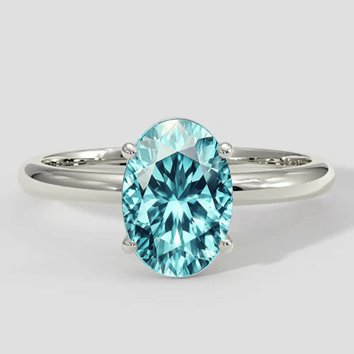 Solitaire Oval Bluish Paraiba Ring 3 Carats