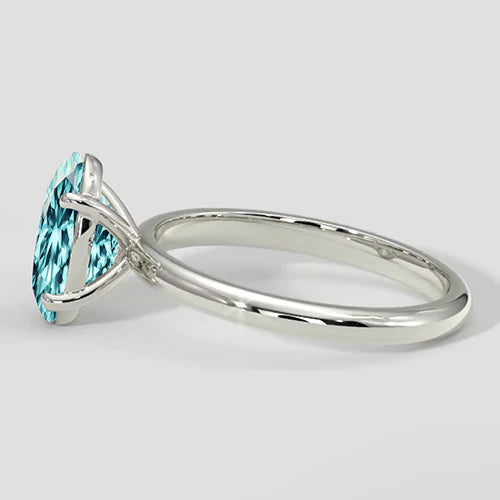 Solitaire Oval Bluish Paraiba Ring 3 Carats