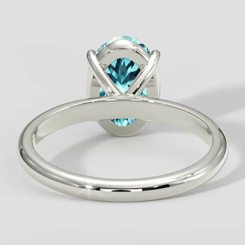Solitaire Oval Bluish Paraiba Ring 3 Carats