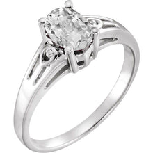 Fine Diamond Old Mine Cut Single Stone Ring in 14K White Gold – main view