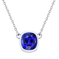 Bezel Set Blue Sapphire Precious Stone Pendant 3 ct – 14 Karat