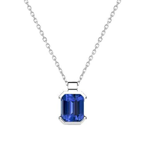 Precious Stone Pendant 14 Karat White Gold with Royal Blue Sapphire – main view