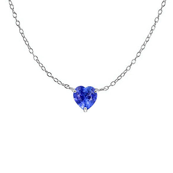 Heart Cut Royal Blue Sapphire ring in 14 Karat White Gold – main view
