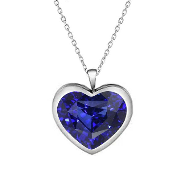 Real Royal Blue Sapphire Gemstone Pendant 2.50 ct 14K White Gold – main view