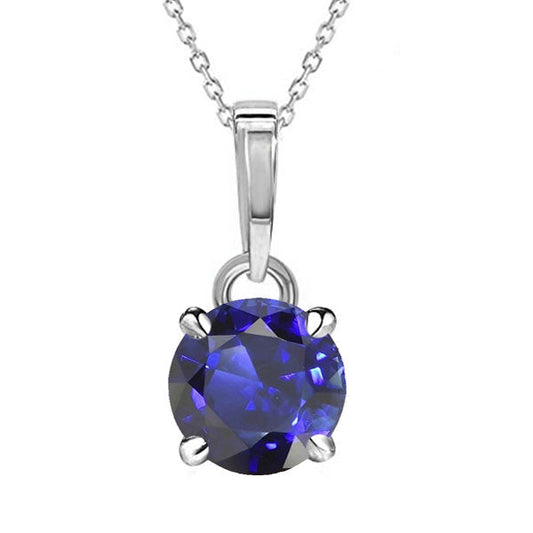 IGI CERTIFIED Solitaire Pendant Round Ceylon Color Sapphire 4 Prong Set 3 Carats Jewelry