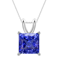 Royal Blue Sapphire Stone Pendant Necklace 4 ct 14K White Gold – main view