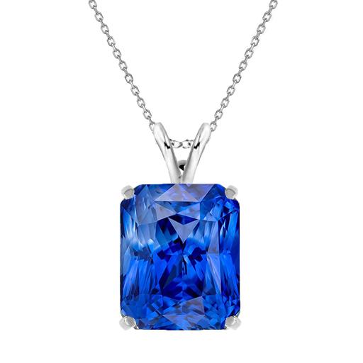Radiant Cut Blue Sapphire ring in 14K White Gold – main view