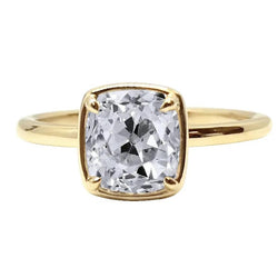 Solitaire Ring Cushion Old Miner Genuine Natural Earth Mined Diamond Prong Set 2.25 Carats