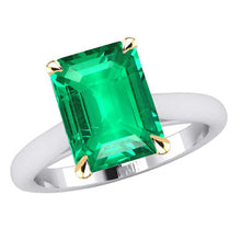 Step Cut Fine Emerald ring in 14 Karat Two Tone Gold – main view