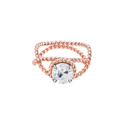 Solitaire Ring Old Cut Round Natural Earth Mined Diamond Twisted Rope Style 1 Carat