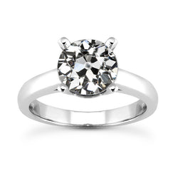 14K White Gold Old Mine Cut Brilliant Diamond Solitaire Ring