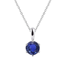 14K White Gold Blue Sapphire Precious Stone Pendant – 1.50-ct
